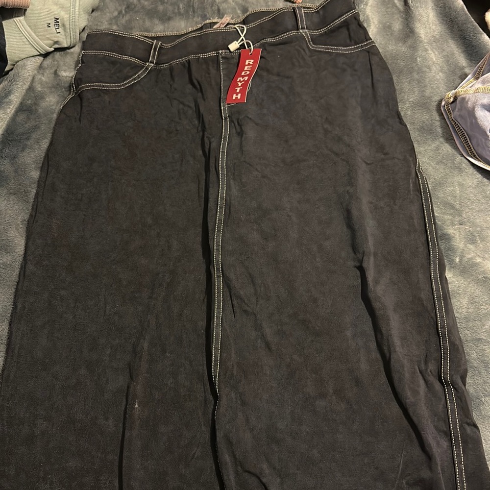 Fake jean maxi skirt